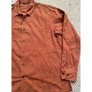 Tommy Bahama Long Sleeve Button‎ Shirt - Stitched Floral Pattern - Orange - XL -